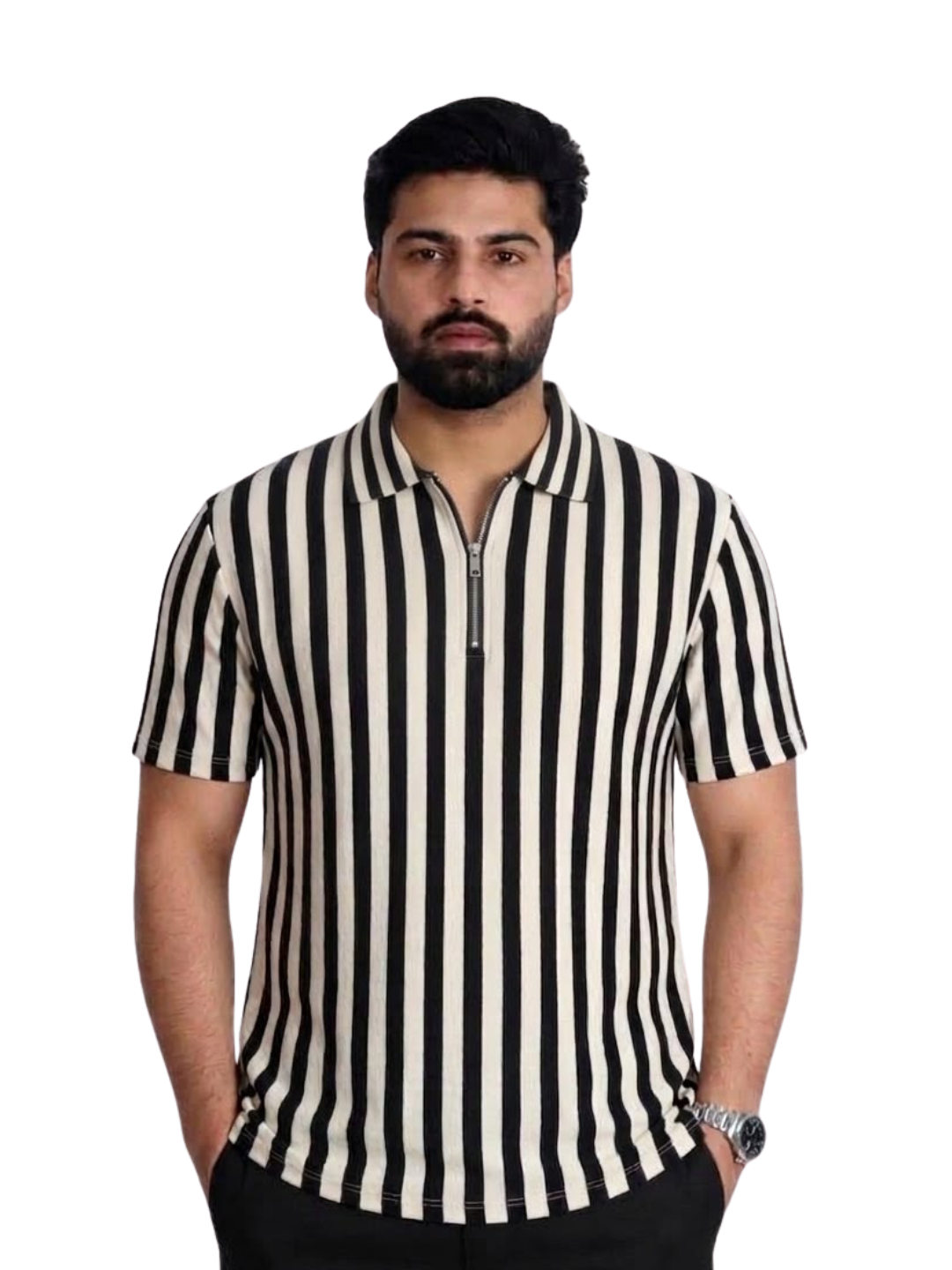 Old Money Stripe Zipper Shirt