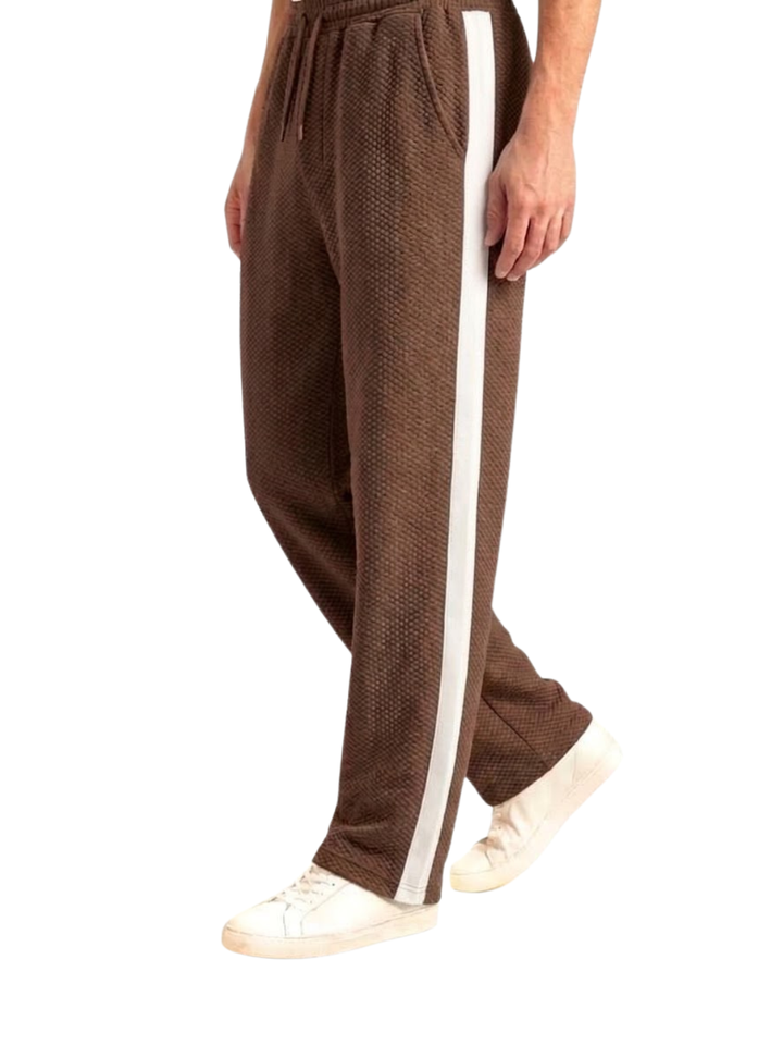 Brown-White Stripe Popcorn Trouser