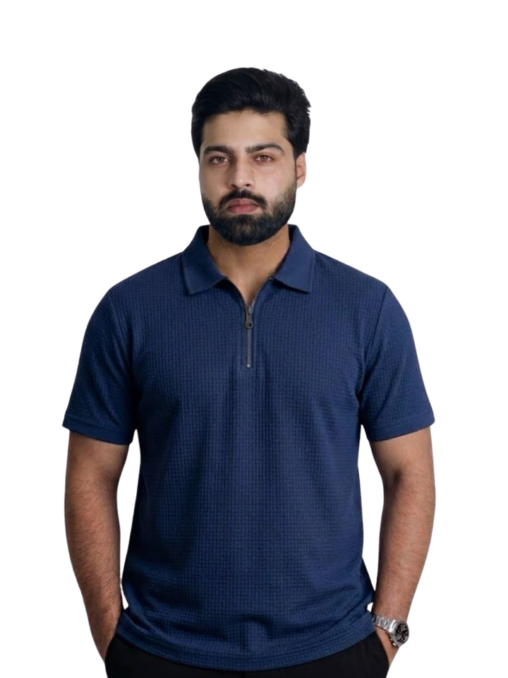 Blue Zip Popcorn Shirt