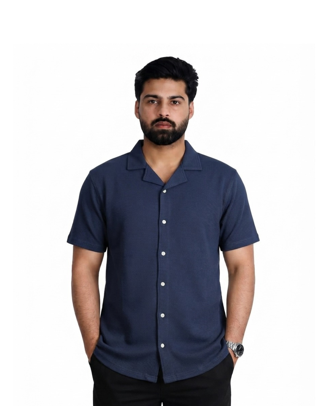 Casual Blue Popcorn Shirt