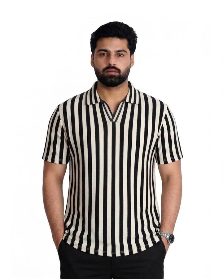 Old Money Stripe V-Shape Shirt
