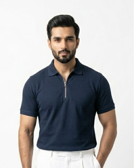 Navy Polo Zipper